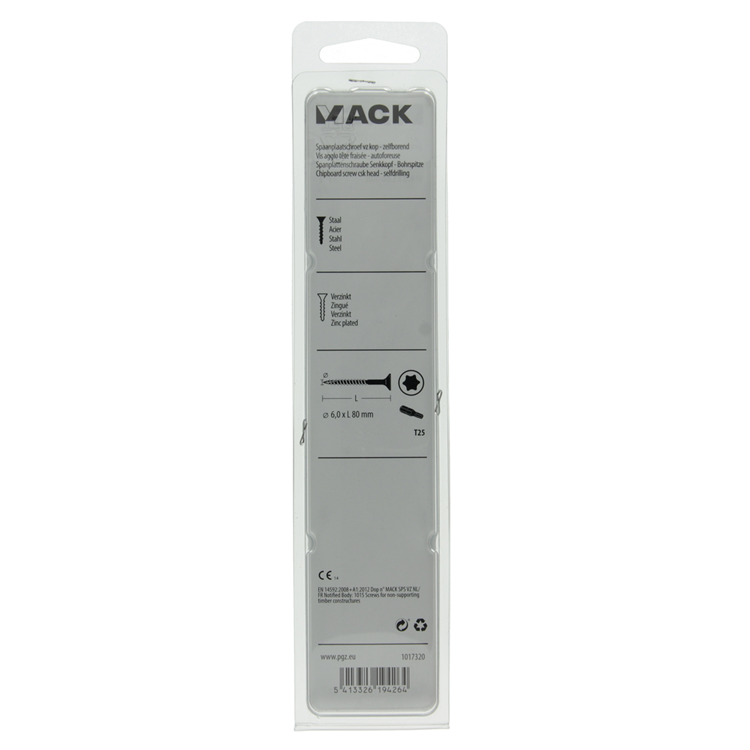 Mack 1017320 - spainplschr.vzkop-automontaje chapado en amarillo 5 piezas 6,0 x 80 mm | 5 piezas