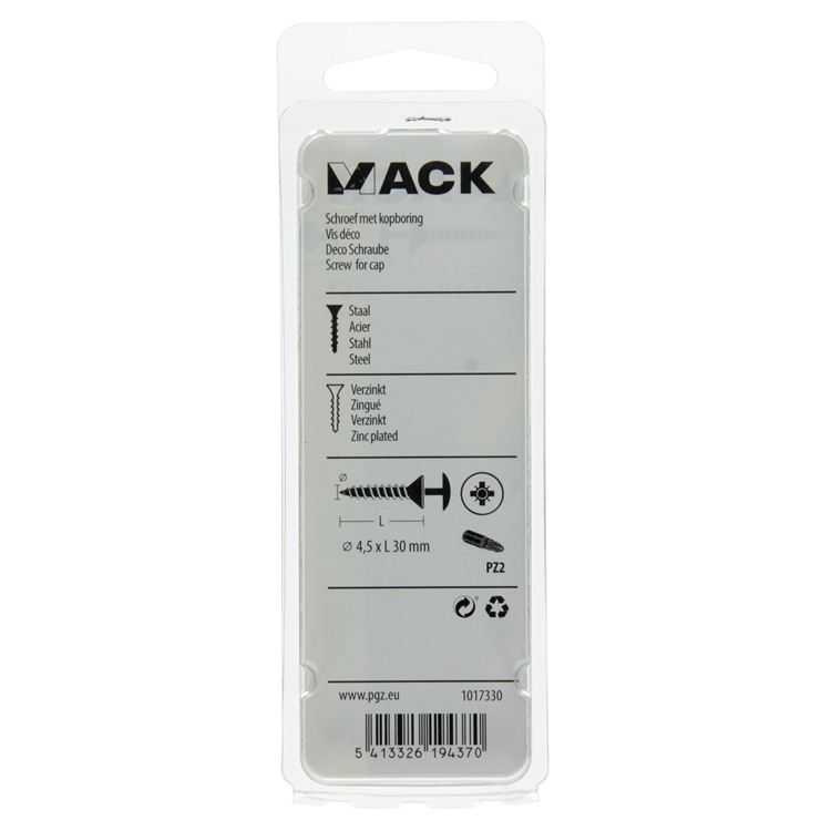 Mack 1017330 - tornillo con cabeza, acero galvanizado. 12 piezas 4,5 x 30 mm | 10 piezas