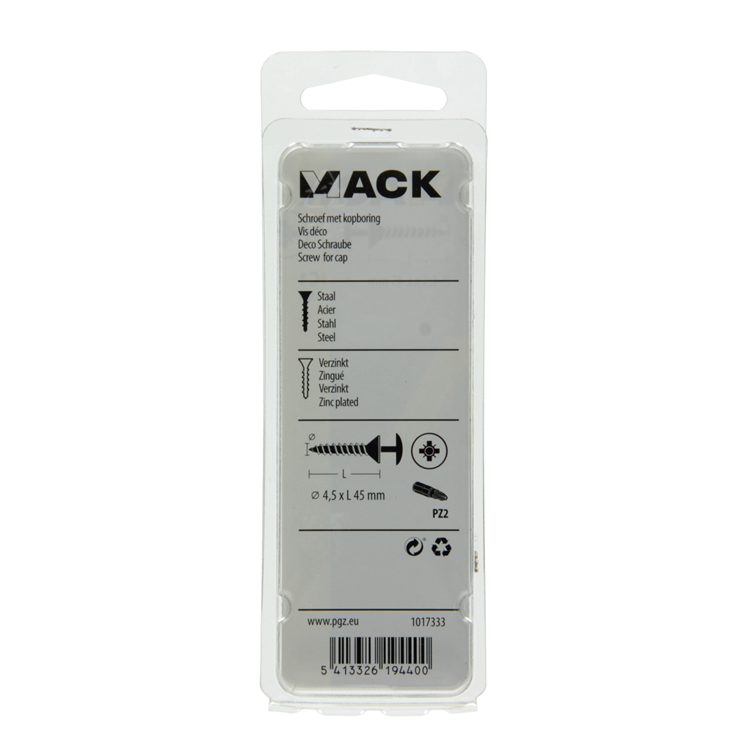 Mack 1017333 - tornillo con cabeza, acero galvanizado. 10 piezas 4,5 x 45 mm | 10 piezas