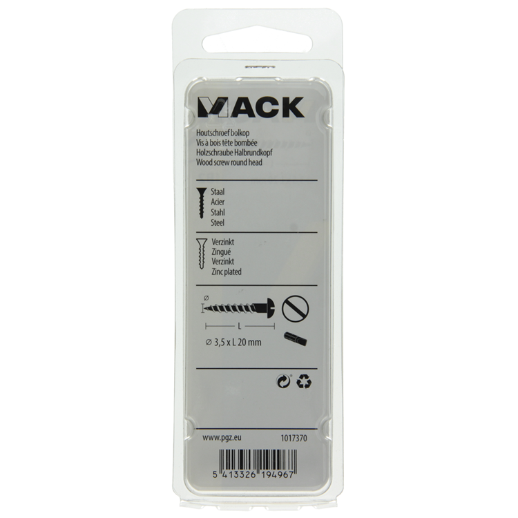 Mack 1017370 - tornillo para madera cabeza troncocónica acero galvanizado 19 piezas 3,5 x 20 mm | 10 piezas