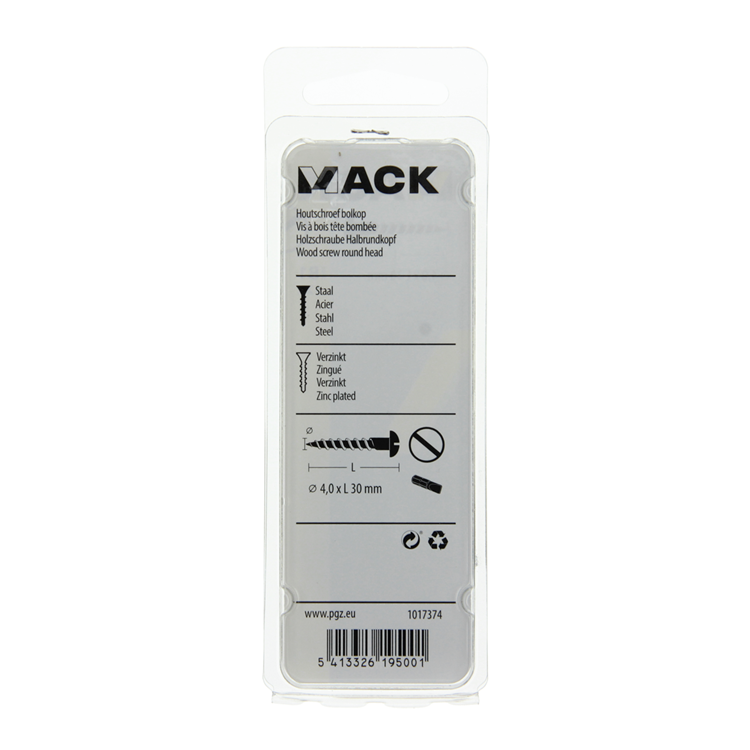 Mack 1017374 - tornillo para madera cabeza troncocónica acero galvanizado 12 piezas 4,0 x 30 mm | 10 piezas