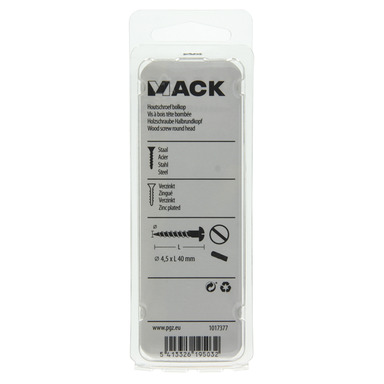 Mack 1017377 - tornillo para madera cabeza troncocónica acero galvanizado 10 piezas 4,5 x 40 mm | 10 piezas