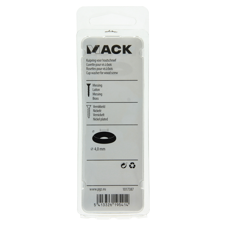 Mack 1017387 - anillo de carenado para tornillos de madera. vern. 12 piezas de 4,0 mm | 10 piezas