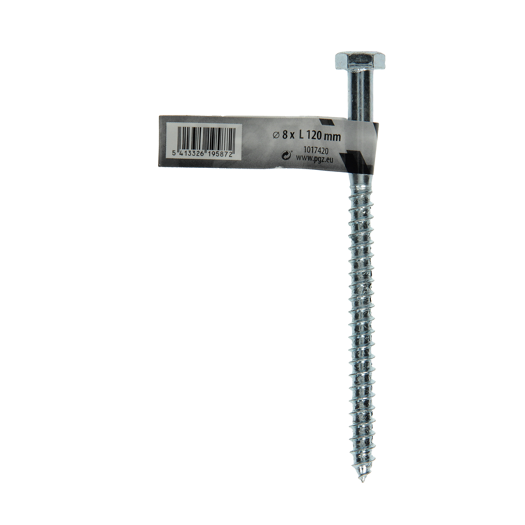 Mack 1017420 - perno rosca madera acero galvanizado 1 ud 8 x 120 mm | 10 piezas
