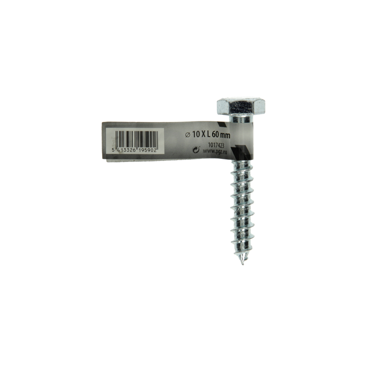 Mack 1017423 - perno rosca madera acero galvanizado 1 ud 10 x 60 mm | 10 piezas