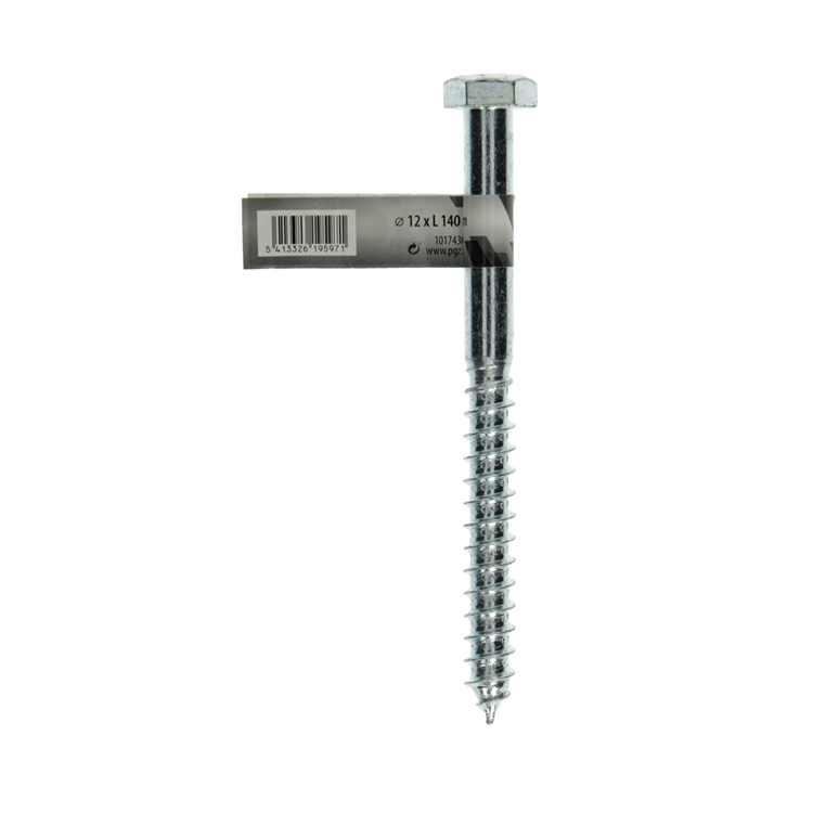 Mack 1017430 - perno rosca madera acero galvanizado 1 ud 12 x 140 mm | 10 piezas