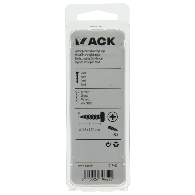Mack 1017460 - tornillo autorroscante culata galv. 5 piezas 5,5 x 50 mm | 10 piezas