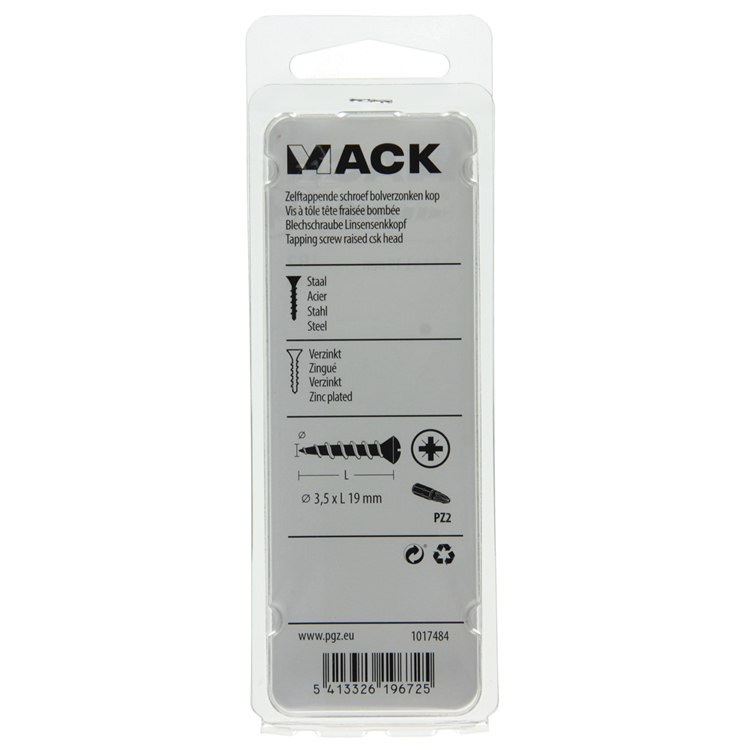Mack 1017484 - tornillo autorroscante bvk chapado 22 piezas 3,5 x 19 mm | 10 piezas