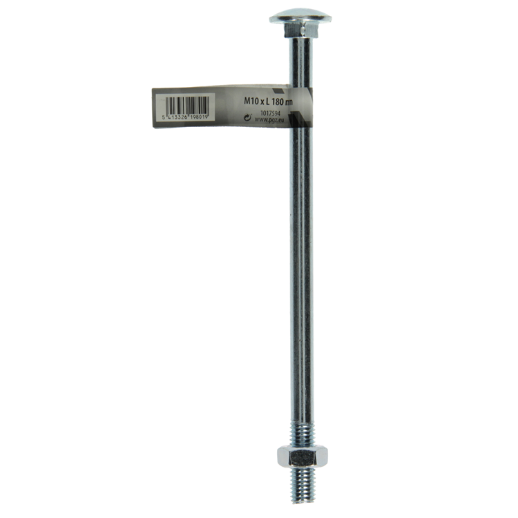 Mack 1017594 - perno madera + tuerca acero galvanizado 1 ud m10 x 180 mm | 10 piezas