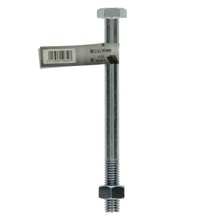 Mack 1017636 - perno mecanico + tuerca acero galvanizado 1 ud m12 x 140 mm | 10 piezas