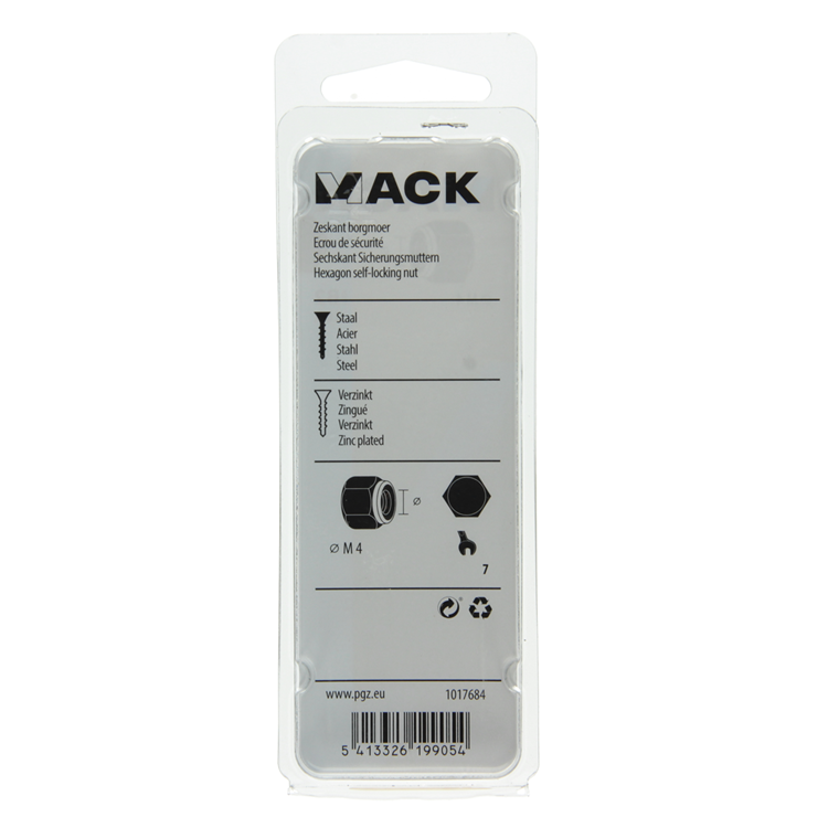 Mack 1017684 - contratuerca hexagonal acero galvanizado 20 piezas m4 | 10 piezas