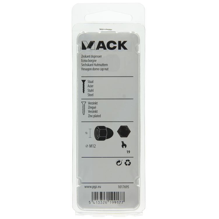 Mack 1017695 - tuerca ciega hexagonal acero galvanizado 2 piezas m12 | 10 piezas