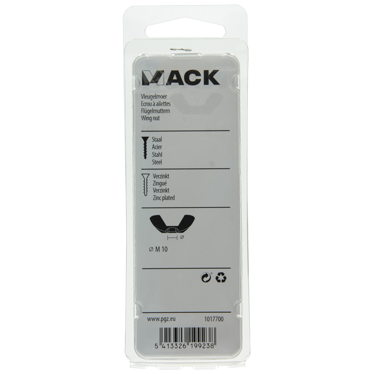 Mack 1017700 - tuerca de mariposa acero galvanizado 2 piezas m10 | 5 piezas