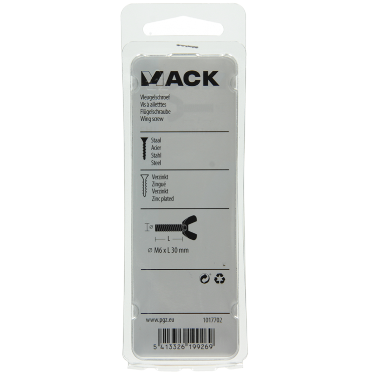 Mack 1017702 - tornillo de mariposa amarillo galvanizado 3 piezas m6 x 30 mm | 10 piezas