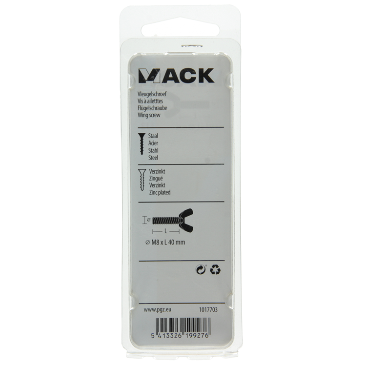 Mack 1017703 - tornillo de mariposa amarillo galvanizado 2 piezas m8 x 40 mm | 10 piezas
