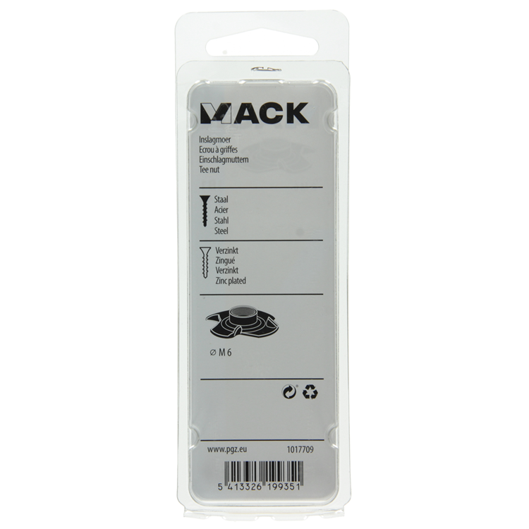 Mack 1017709 - tuerca de impacto acero galvanizado 4 piezas m6 | 10 piezas
