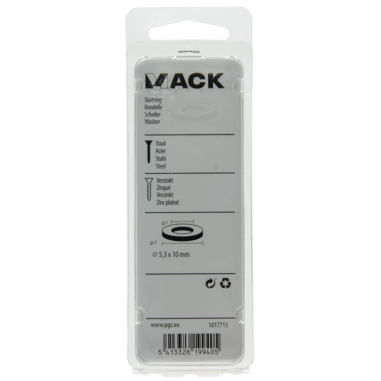 Mack 1017713 - arandela acero galvanizado 50 piezas 5,3 x 10 mm | 10 piezas