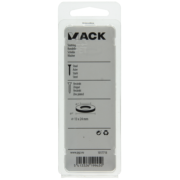 Mack 1017718 - arandela acero galvanizado 12 piezas 13 x 24 mm | 10 piezas