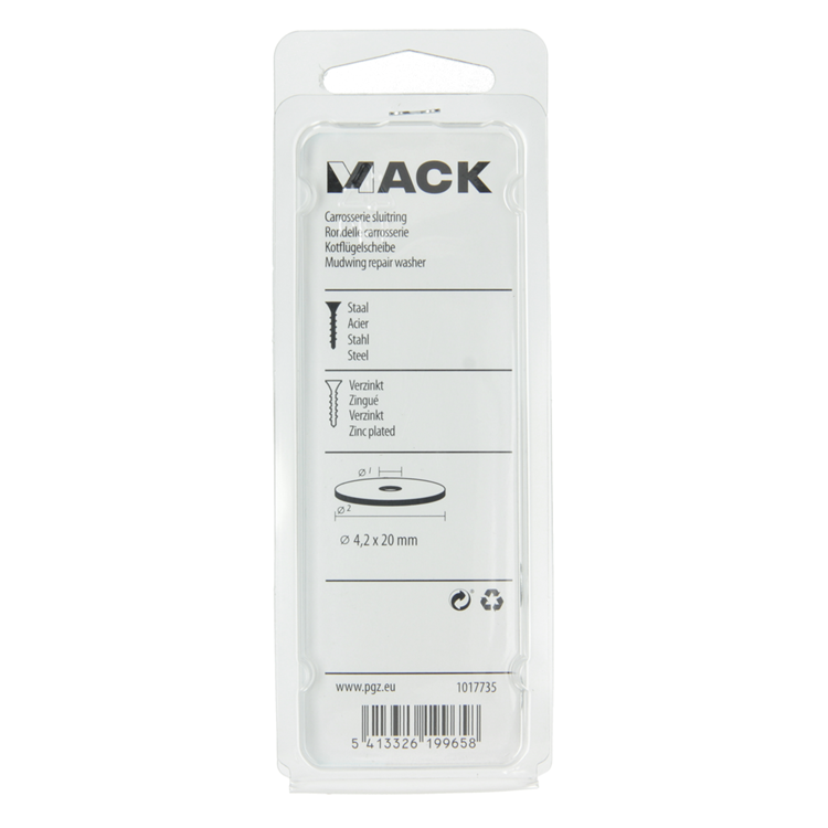 Mack 1017735 - arandela de carrocería galvanizada25 piezas 4,2 x 20 mm | 10 piezas