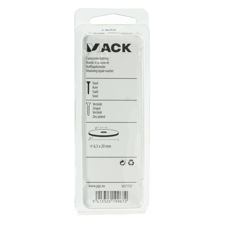Mack 1017737 - arandela de carrocería galvanizada22 piezas 6,5 x 20 mm | 10 piezas