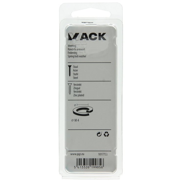 Mack 1017753 - arandela elástica de acero chapado. 60 piezas m4 | 10 piezas
