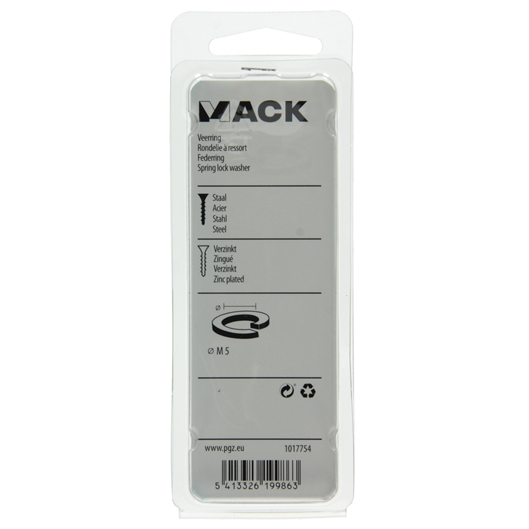 Mack 1017754 - arandela elástica de acero chapado. 50 piezas m5 | 10 piezas