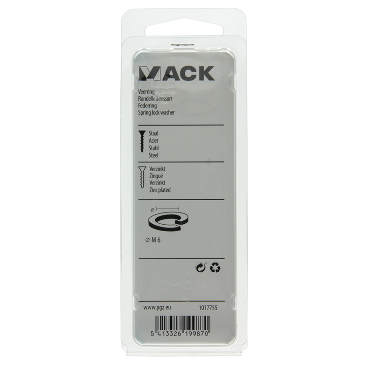 Mack 1017755 - arandela elástica de acero chapado. 40 piezas m6 | 10 piezas
