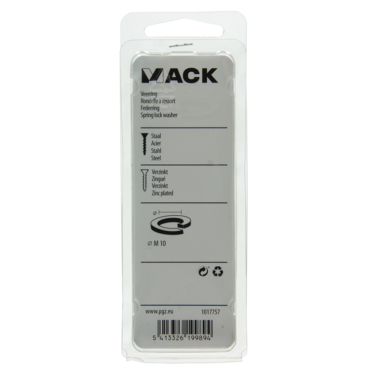 Mack 1017757 - arandela elástica acero galvanizado 15 piezas m 10 | 10 piezas