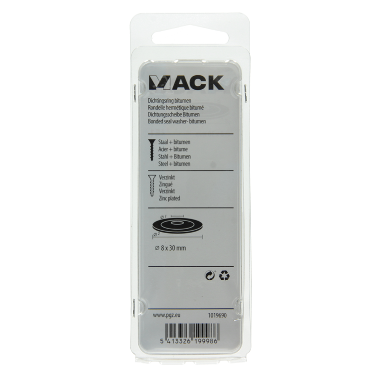 Mack 1019690 - anillo de sellado bituminoso galvanizado 6 piezas 8 x 30 mm | 10 piezas