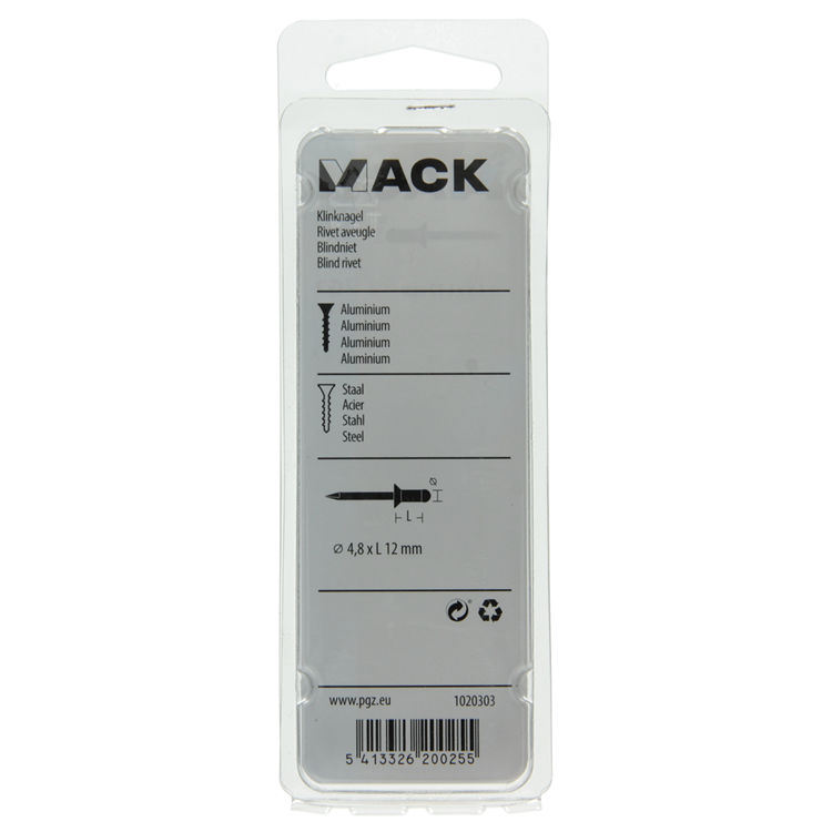 Mack 1020303 - 23 graffe cieche alluminio 4,8x12mm | 5 pezzi