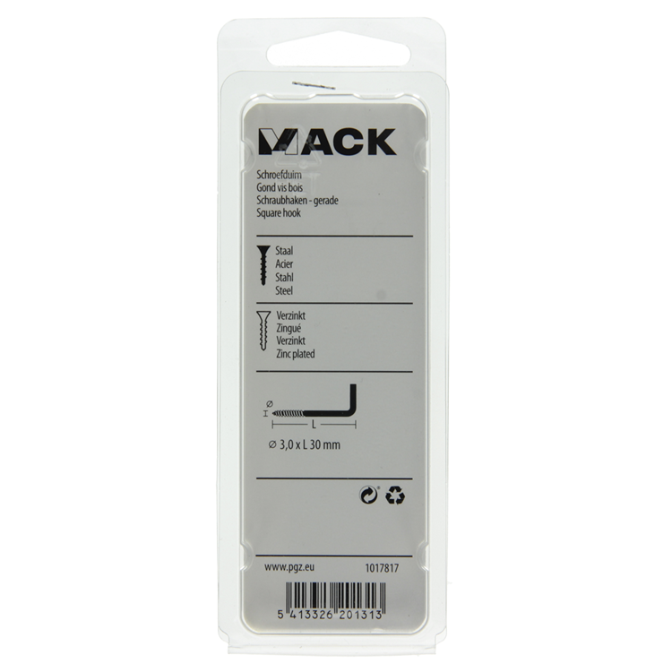 Mack 1017817 - tornillo pulgar acero galvanizado 16uds 3,0 x 30 mm | 10 piezas