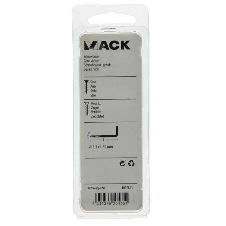Mack 1017821 - tornillo pulgar acero galvanizado 6 piezas 4,5 x 50 mm | 10 piezas
