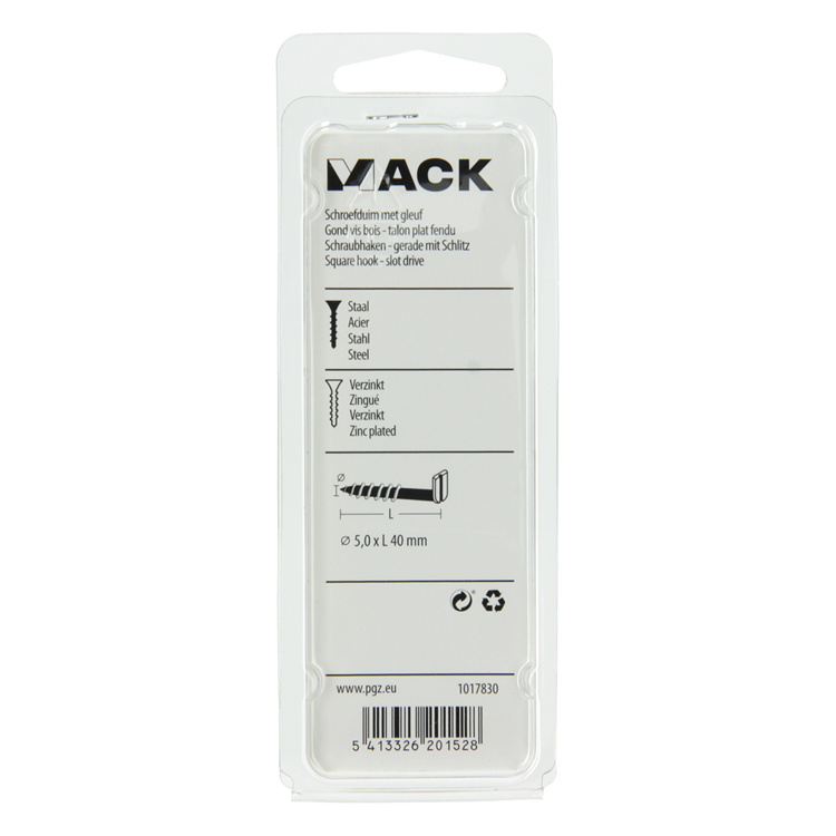 Mack 1017830 - tornillo pulgar con ranura, acero galvanizado. 5 piezas 5,0 x 40 mm | 10 piezas