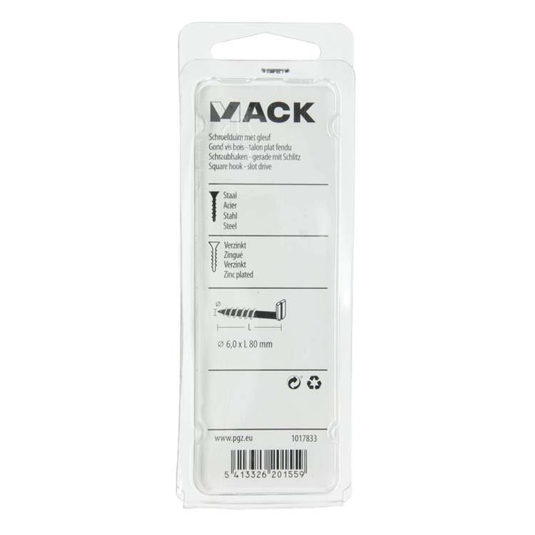 Mack 1017833 - tornillo pulgar con ranura, acero galvanizado. 3 piezas 6,0 x 80 mm | 10 piezas