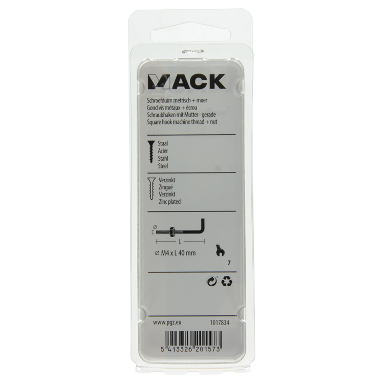 Mack 1017834 - tornillo pulgada métrico + tuerca acero 5 piezas m4 x 40 mm | 10 piezas