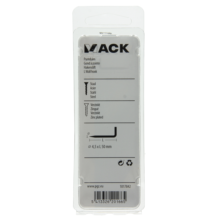 Mack 1017842 - punta pulgar acero galvanizado 6 piezas 4,5 x 50 mm | 10 piezas