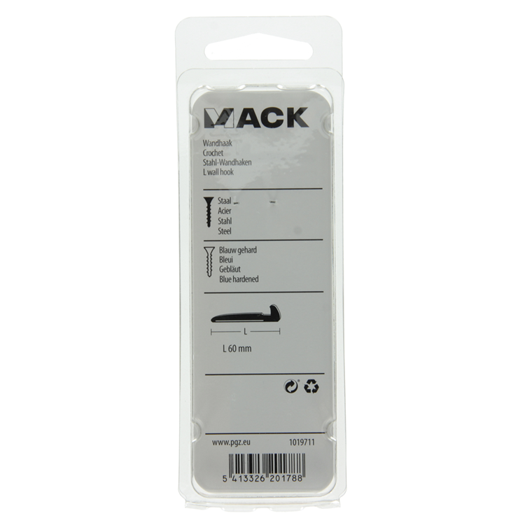 Mack 1019711 - gancho de pared acero azul endurecido 5 piezas 60 mm | 10 piezas