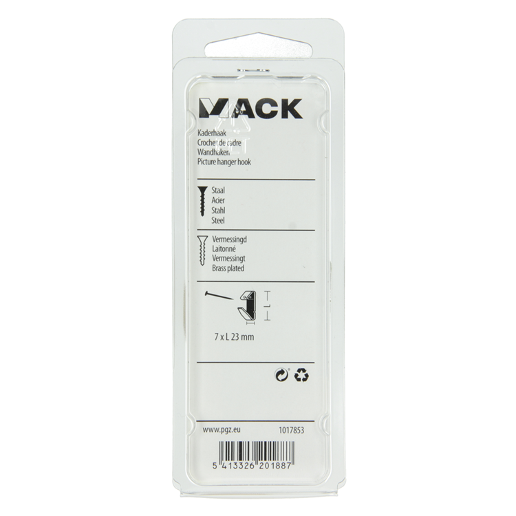 Mack 1017853 - gancho marco acero latonado 12 piezas 7 x 23 mm | 10 piezas