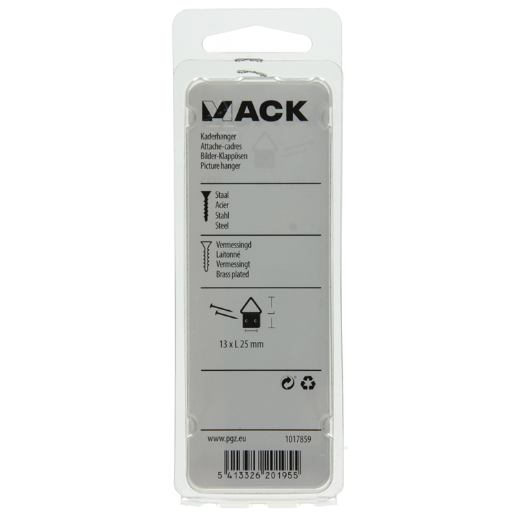 Mack 1017859 - percha de marco acero latonado 5 piezas 13 x 25 mm | 10 piezas