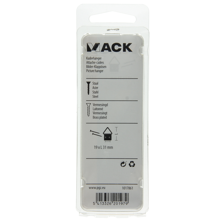 Mack 1017861 - percha de marco acero latonado 4 piezas 19 x 31 mm | 10 piezas