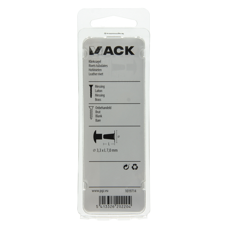 Mack 1019714 - remache de latón 11 piezas 3,3 x 7,0 mm | 10 piezas