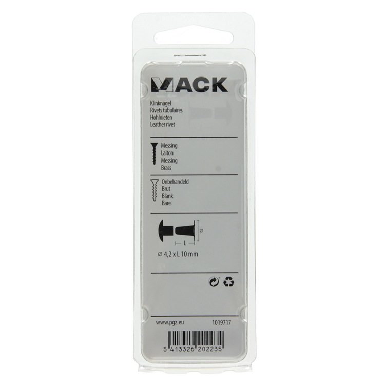 Mack 1019717 - remache latón 6 piezas 4,2 x 10 mm | 10 piezas