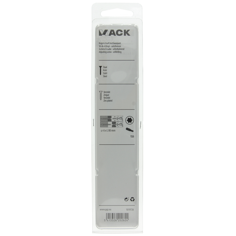 Mack 1019726 - tornillo de ajuste galvanizado 10 piezas 6 x 80 mm | 5 piezas