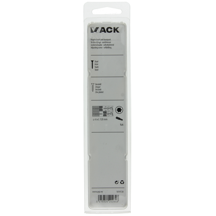 Mack 1019728 - tornillo de ajuste galvanizado 10 piezas 6 x 120 mm | 5 piezas