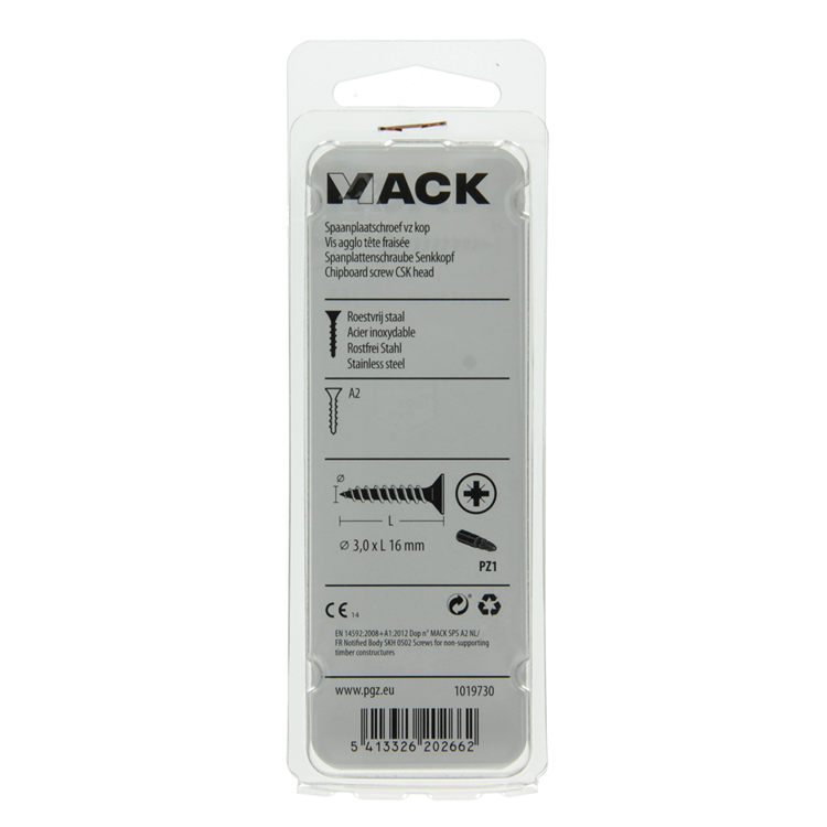Mack 1019730 - tornillo para aglomerado cabeza vz acero inoxidable 31 piezas 3,0 x 16 mm | 10 piezas