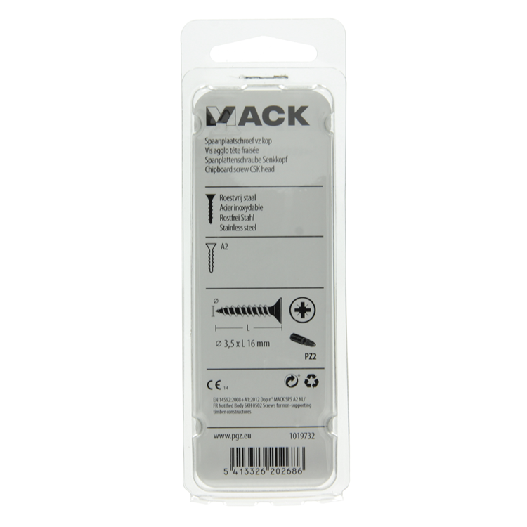 Mack 1019732 - tornillo para aglomerado cabeza vz acero inoxidable 24 piezas 3,5 x 16 mm | 10 piezas