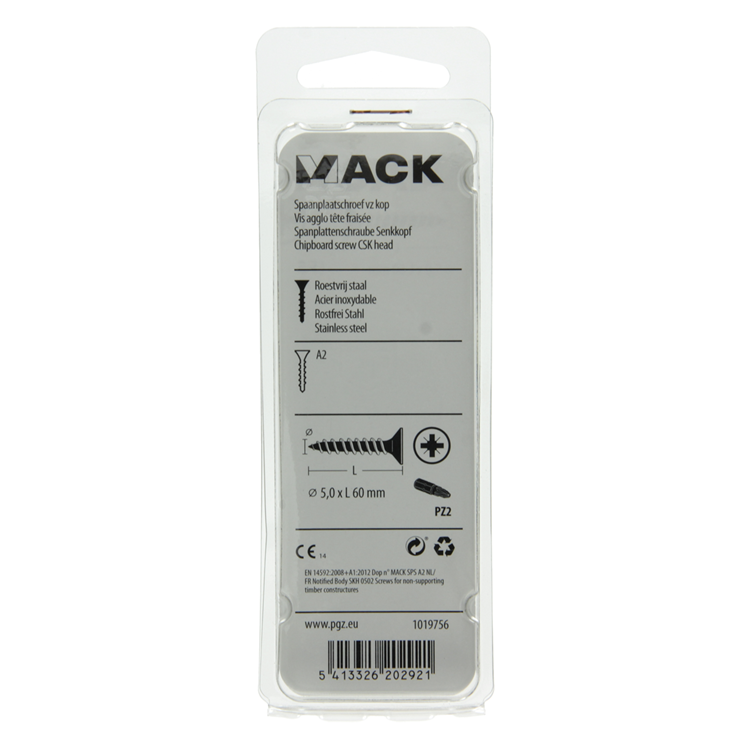 Mack 1019756 - tornillo para aglomerado cabeza vz acero inoxidable 7 piezas 5,0 x 60 mm | 10 piezas