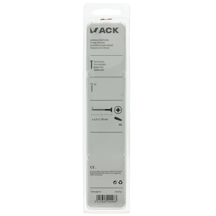 Mack 1019762 - tornillo para aglomerado cabeza vz acero inoxidable 4 piezas 6,0 x 100 mm | 5 piezas