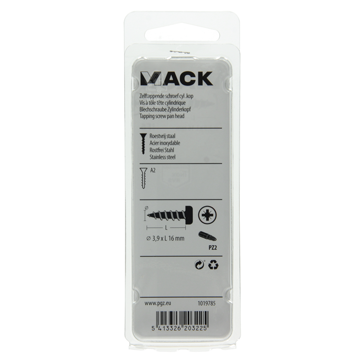 Mack 1019785 - tornillo autorroscante culata A2 11 piezas 3,9 x 16 mm | 10 piezas