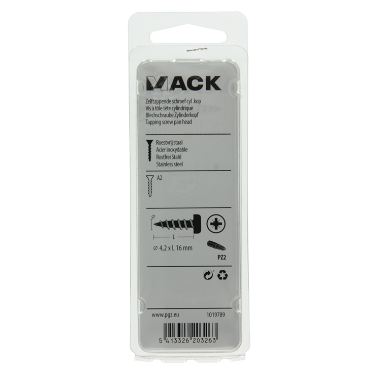 Mack 1019789 - tornillo autorroscante culata A2 11 piezas 4,2 x 16 mm | 10 piezas